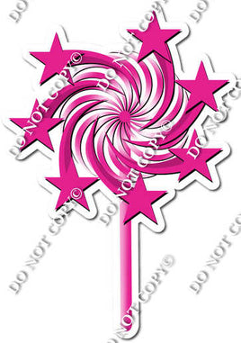 Flat - Hot Pink - Spinning Star Wand w/ Variants