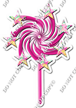 Pink Floral - Spinning Star Wand w/ Variants