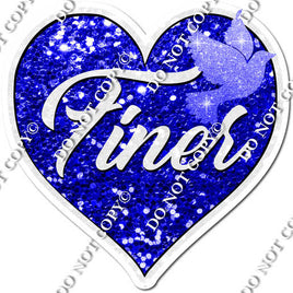 Blue Sparkle Heart with Bird - Finer Statement w/ variant