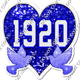 Blue Sparkle Heart 1920 with birds