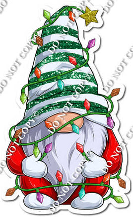 Gnome - Green & White Hat with Christmas Lights w/ Variants