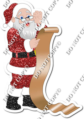 Light Skin Tone Santa with Christmas List w/ Variants