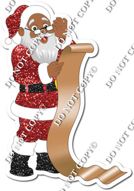 Dark Skin Tone Santa with Christmas List w/ Variants