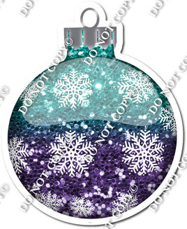 Sparkle Teal & Purple Ombre - Snowflakes - Christmas Ornament / Ball w/ Variants