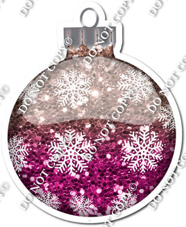 Sparkle Rose Gold & Hot Pink Ombre - Snowflakes - Christmas Ornament / Ball w/ Variants