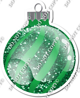 Sparkle Green - Horizontal Swirls - Christmas Ornament / Ball w/ Variants
