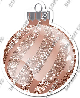 Sparkle Rose Gold - Horizontal Swirls - Christmas Ornament / Ball w/ Variants