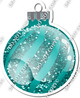 Sparkle Teal - Horizontal Swirls - Christmas Ornament / Ball w/ Variants