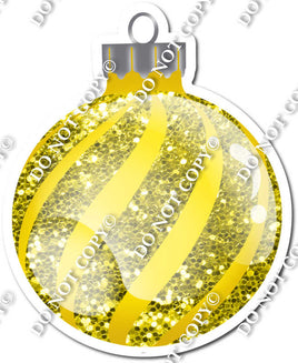 Sparkle Yellow - Horizontal Swirls - Christmas Ornament / Ball w/ Variants