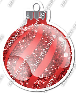 Sparkle Red - Horizontal Swirls - Christmas Ornament / Ball w/ Variants