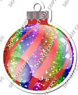 Sparkle Rainbow - Horizontal Swirls - Christmas Ornament / Ball w/ Variants