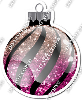 Sparkle Rose Gold & Hot Pink Ombre - Horizontal Swirls - Christmas Ornament / Ball w/ Variants