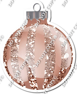 Sparkle Rose Gold - Vertical Lines - Christmas Ornament / Ball w/ Variants