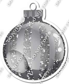 Sparkle Silver - Vertical Lines - Christmas Ornament / Ball w/ Variants