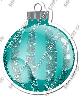 Sparkle Teal - Vertical Lines - Christmas Ornament / Ball w/ Variants