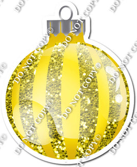 Sparkle Yellow - Vertical Lines - Christmas Ornament / Ball w/ Variants