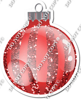 Sparkle Red - Vertical Lines - Christmas Ornament / Ball w/ Variants