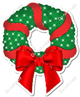 Christmas Wreath - Flat Red Ribbon w/ Variants