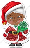 Dark Skin Tone - Mrs. Claus - Holding Green Present w/ Variants