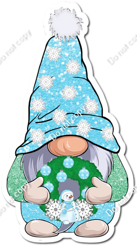 Baby Blue Gnome with Christmas Wreath w/ Variants