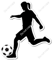 Girl Kicking Soccer Ball Silhouette w/ variant