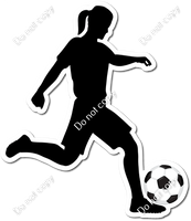 Girl Kicking Soccer Ball Silhouette w/ variant