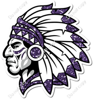 Purple - Indian Chief Profile General Mascot