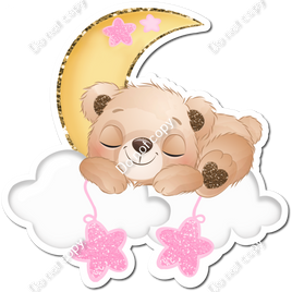 Bear Sleeping On Cloud with Baby Pink Stars w/ Variant