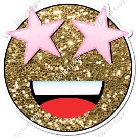 Gold Sparkle Emoji with Baby Pink Star Eyes w/ Variants
