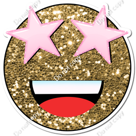 Gold Sparkle Emoji with Baby Pink Star Eyes