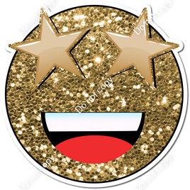 Gold Sparkle Emoji with Gold Star Eyes w/ Variants