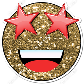Gold Sparkle Emoji with Red Star Eyes w/ Variants