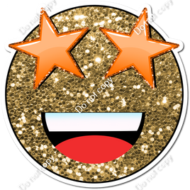 Gold Sparkle Emoji with Orange Star Eyes