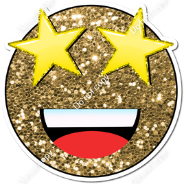 Gold Sparkle Emoji with Yellow Star Eyes