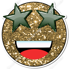 Gold Sparkle Emoji with Hunter Green Star Eyes