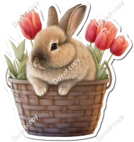 Bunny in Basket Red Tulips w/ Variant