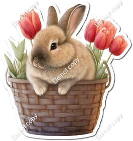 Bunny in Basket Red Tulips w/ Variant