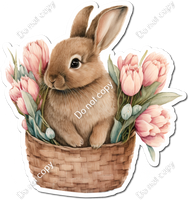 Bunny in Basket Baby Pink Tulips w/ Variant