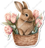 Bunny in Basket Baby Pink Tulips w/ Variant