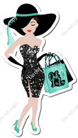 Light Skin Tone Lady with Black Sparkle Dress and Mint Bag w/ Variants