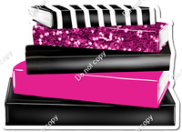 Hot Pink & Black Stack of Books