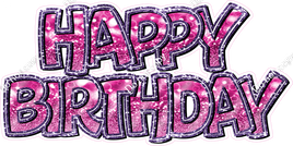 Hot Pink Bokeh & Purple BB Happy Birthday Statement
