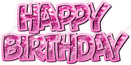 Crushed Hot Pink Sparkle Bokeh BB Happy Birthday Statement