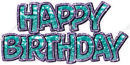 Purple Sparkle & Teal Bokeh BB Happy Birthday Statement