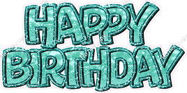 Sparkle Teal & Mint Bokeh BB Happy Birthday Statement