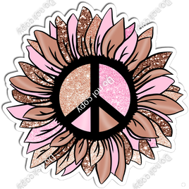 Baby Pink & Rose Gold Peace Sign Flower w/ Variants