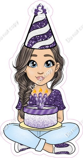 Purple - Light Skin Tone - Blown Hair - Birthday Girl w/ Variants