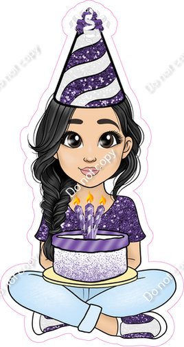 Purple - Light Skin Tone - Black Hair - Birthday Girl w/ Variants