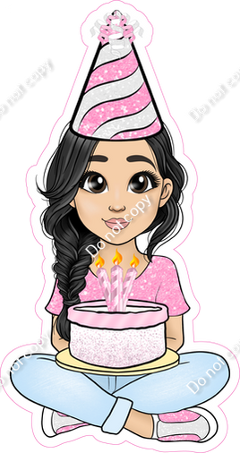 Baby Pink - Light Skin Tone - Black Hair - Birthday Girl w/ Variants