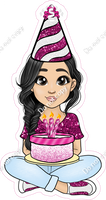 Hot Pink - Light Skin Tone - Black Hair - Birthday Girl w/ Variants